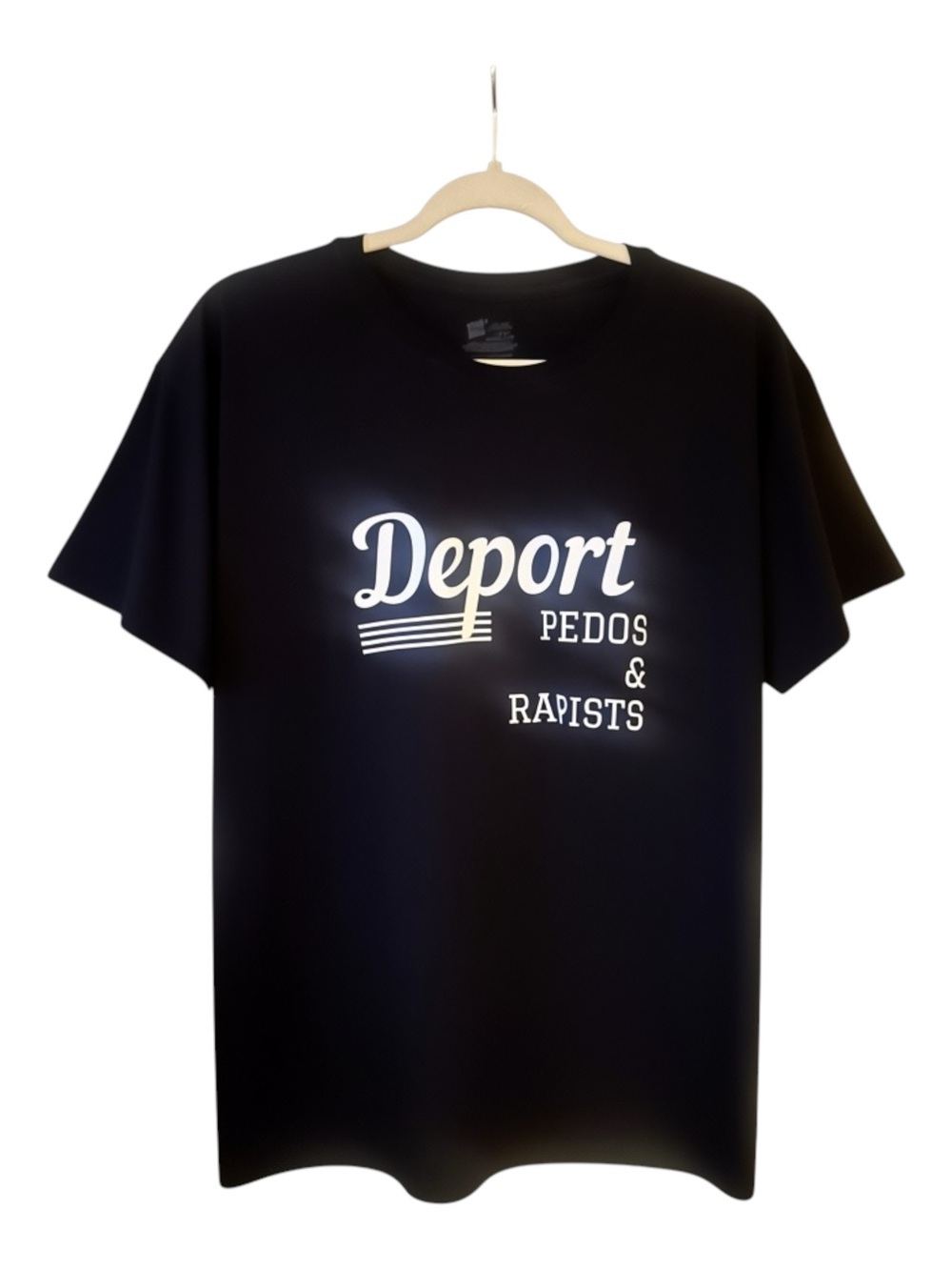 Hanes Black Short-Sleeve Graphic Tee with White Text